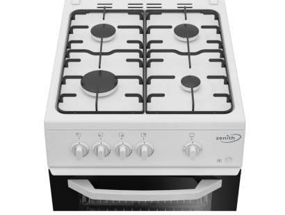 Top down hob view on the Zenith ZE501W gas cooker