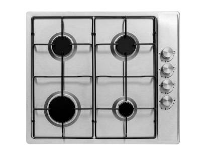 Top view of Culina UBGHFFJ60.1 60cm stainless steel gas hob with enamel pan stands and right-side rotary controls