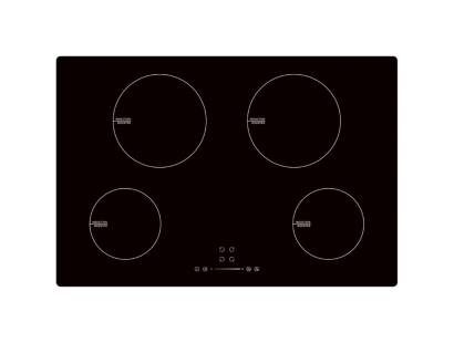 Top view of Culina UBIND77F 77cm black glass induction hob with slider touch controls and 4 boost zones
