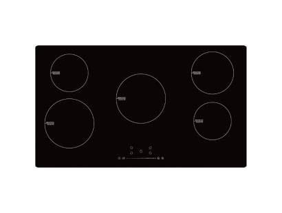 Top view of Culina UBIND90F 90cm black glass induction hob with slider touch controls and 4 boost zones