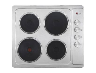 Top view of Culina UBSPH60KCR 60cm stainless steel solid plate electric hob with right-hand rotary controls
