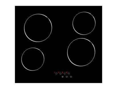 Top view of Culina UBTCC60LC.1 60cm ceramic hob with pro satin black glass and front touch control