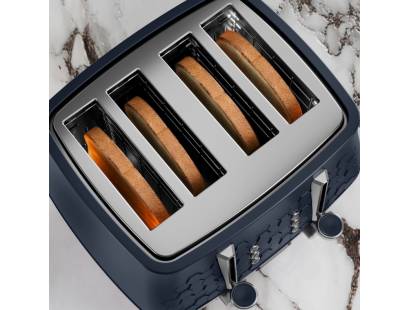 Top view of the controls on the Morphy Richards Blue Cassini 4-Slice Toaster