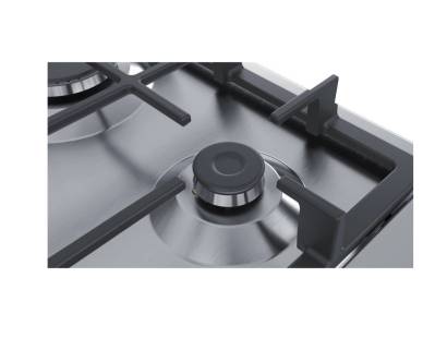Top-down view of Bosch 58.2cm gas hob with durable pan supports