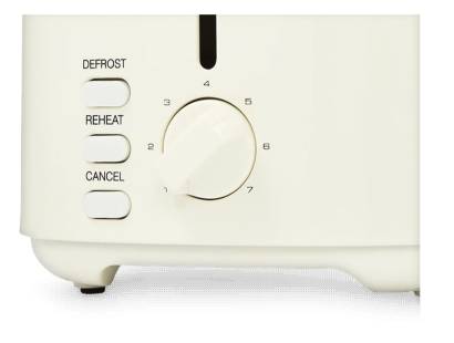 View of the button controls on the Morphy Richards cream toaster