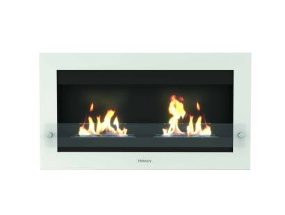 White framed bioethanol fireplace mounted