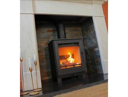 Woodford Pankhurst Medium wood burner with clean glass and modern finish