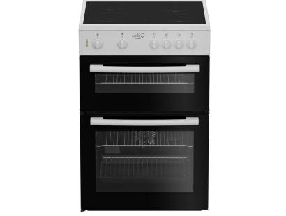 Zenith ZE605W twin cavity electric cooker with ceramic hob in white