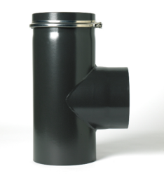 5″ T-Piece with Cap Matt Black Flue Pipe 