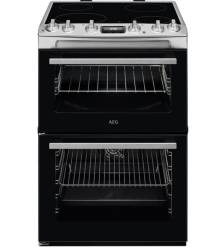 AEG CCX6530ACM electric cooker stainless steel front view with ceramic hob