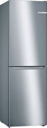 Bosch KGN34NLEAG fridge freezer in silver with top fridge and bottom freezer doors open