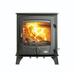 Druid Boiler Stove in matt black finish with large glass viewing window