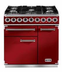 Falcon F900DXDFRDNM - 900 De Luxe Dual Fuel Cherry Red Nickel Range Cooker 87080