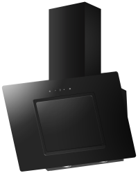 Front view of Culina ANG60BK 60cm angled black glass cooker hood with touch control
