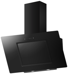 Front view of Culina ANG90BK 90cm angled black glass cooker hood with touch control