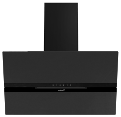 Front view of Culina CATAGM90MB 90cm angled cooker hood with matt black glass and hidden controls