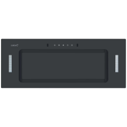 Front view of Culina CATICON52BK 52cm black glass canopy cooker hood with touch and gesture sensor controls