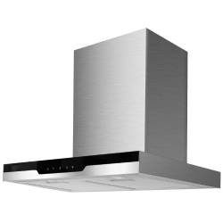 Front view of Culina ICONBOX60.1 60cm box-style cooker hood in stainless steel and black glass