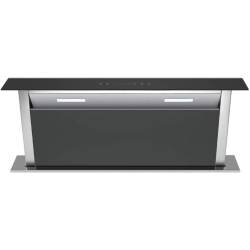 Front view of Culina UBDDGS90ABK1 90cm downdraft extractor with black glass and stainless steel finish