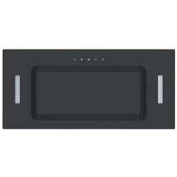 Front view of Culina UBICON52BK.1 52cm black glass canopy cooker hood with touch controls and LED lights