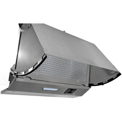 Front view of Culina UBINTD60SV.2 60cm integrated silver cooker hood with black slider controls