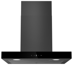 Front view of Culina UBSBOX60BK 60cm black box cooker hood with touch controls and glass panel