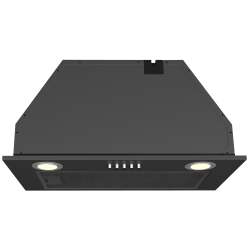 Front view of Culina UBSCAN52BK 52cm black canopy cooker hood with chrome push button controls