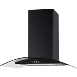 Front view of Culina UBSCG60BK 60cm black curved glass cooker hood with push button controls