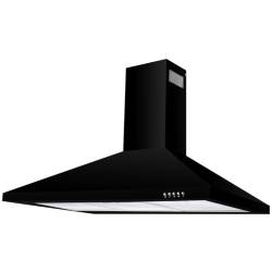 Front view of Culina UBSCH100BK 100cm black chimney cooker hood with push button controls