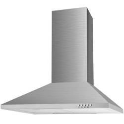 Front view of Culina UBSCH60SS.1 60cm stainless steel chimney cooker hood with push button controls