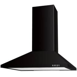 Front view of Culina UBSCH70BK 70cm black chimney cooker hood with push button controls