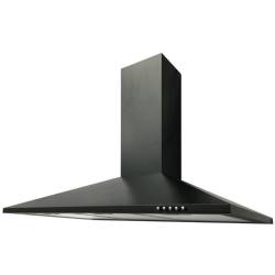 Front view of Culina UBSCH90BK.1 90cm black chimney cooker hood with push button controls