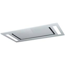 Front view of Culina UBSDCH901W 90cm white glass ceiling cooker hood with LED strips