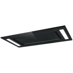 Front view of Culina UBSDCH902BK 90cm black glass ceiling cooker hood with LED strips