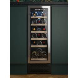 Front view of Culina UBSSWC30 30cm freestanding wine cooler with LED display and wooden shelves