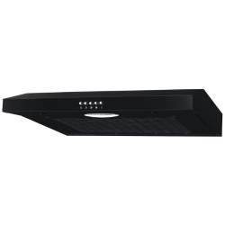 Front view of Culina UBSVH60BK 60cm visor cooker hood in black with push button controls