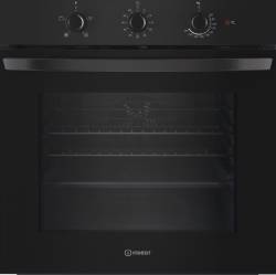 Front view of Indesit IO233BUK built-in single oven in black finish