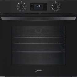 Front view of Indesit IO253BUK built-in single oven in black finish