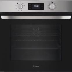Front view of Indesit IO253XUK built-in single oven in stainless steel finish