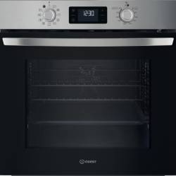 Front view of Indesit IO278P1XUK built-in single oven in stainless steel finish