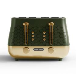 Front view of Morphy Richards Cassini 4-slice toaster in Olivine Green
