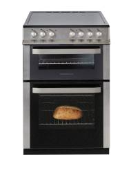 Front view of NordMende CDEC61IX 60cm double electric cooker in stainless steel