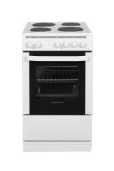 Front view of NordMende CSE514WH 50cm electric cooker in white