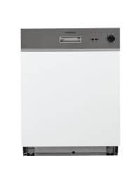 Front view of NordMende DSSN63IX semi integrated dishwasher with stainless steel control panel