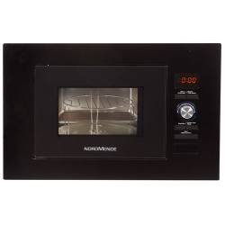 Front view of NordMende NM824BBL built-in microwave in gloss black finish