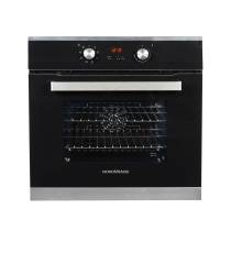 Front view of NordMende SOP416IX oven showing black glass and stainless steel design
