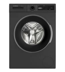 Front view of NordMende WMT1481DIX 8kg washing machine in dark inox