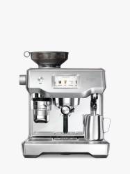 Front view of Sage Oracle Touch espresso machine in brushed stainless steel