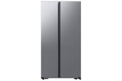 Front view of Samsung RS57DG400EM9EU 91cm American fridge freezer in silver finish