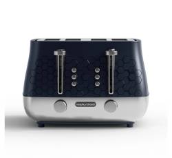 Front view of the Morphy Richards 243021 Cassini 4-Slice Toaster in Outer Space Blue